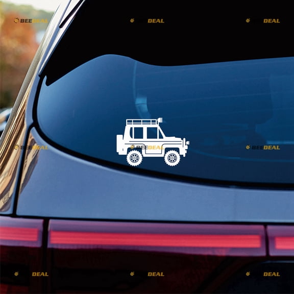 4X4 Off Road Car Shape Sticker Decal Vinyl - 2 Pack White 4" - Fit For Ford Chevy GMC Toyota Jeep Car Pickup Truck No Background Die-cut