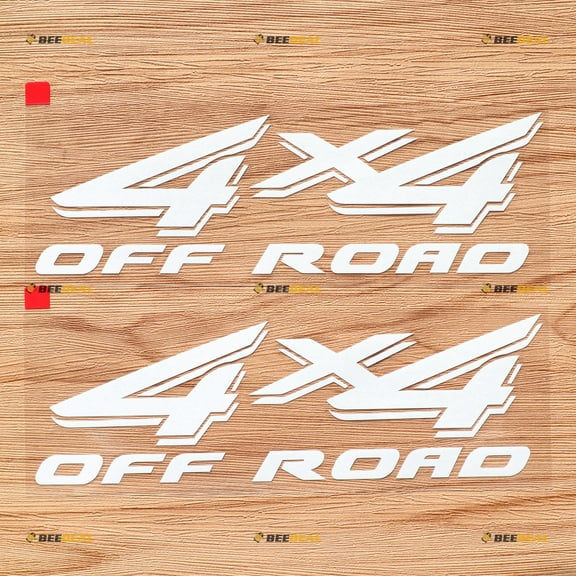 4X4 Off Road Italics Shadow Letters Car Truck Vinyl Decal Sticker - 2 Pack White, 8 Inches - fit for Ford Chevy Toyota Jeep 03290