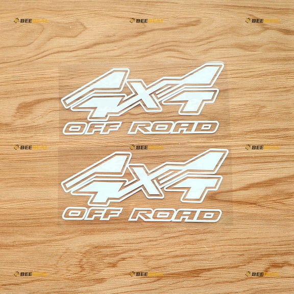 4X4 Off Road Sticker Decal Vinyl - 2 Pack White 6" - Fit For Ford Chevy GMC Toyota Jeep Car Pickup Truck No Background Die-cut