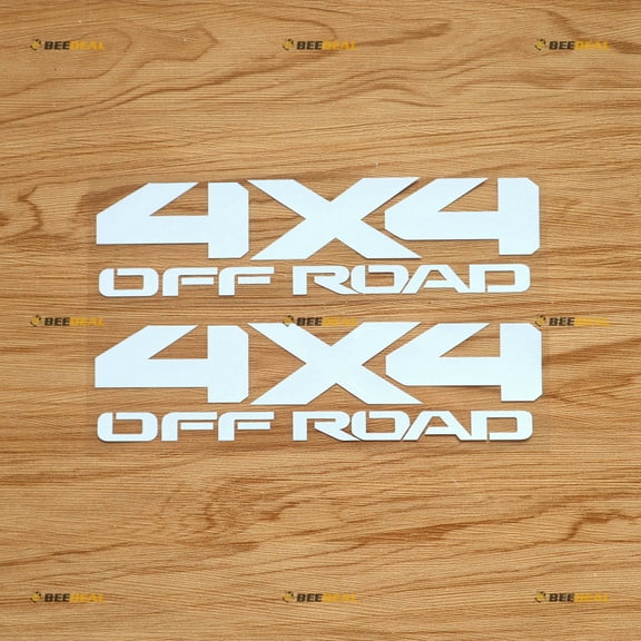 4X4 Off Road Sticker Decal Vinyl - 2 Pack White 8" - Fit For Jeep Ford Chevrolet Toyota 4WD No Background Die-cut