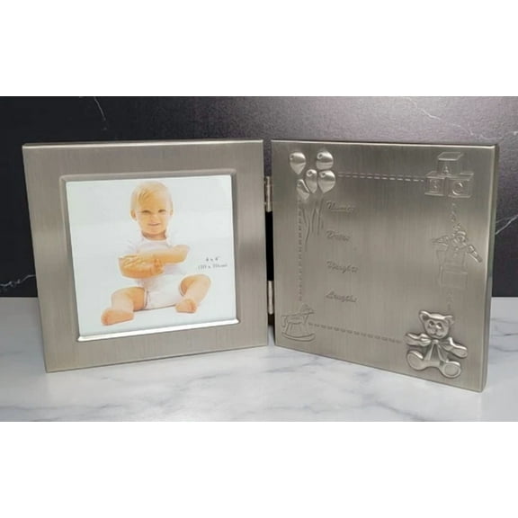 4X4 Photo Frame Antique Pewter Finish Hand Polished Lacquer Coated