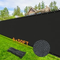 4X50ft Privacy Fence Screen, 90% Privacy Shade Cover, Garden Fence Mesh with Straps & Brass Grommets-Black