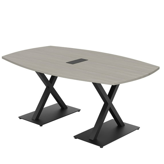 4X6 Arc Boat Conference Table with X Base Data And Electric Unit