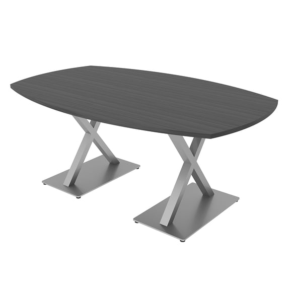 4X6 Arc Boat Conference Table with X Base Data And Electric Unit