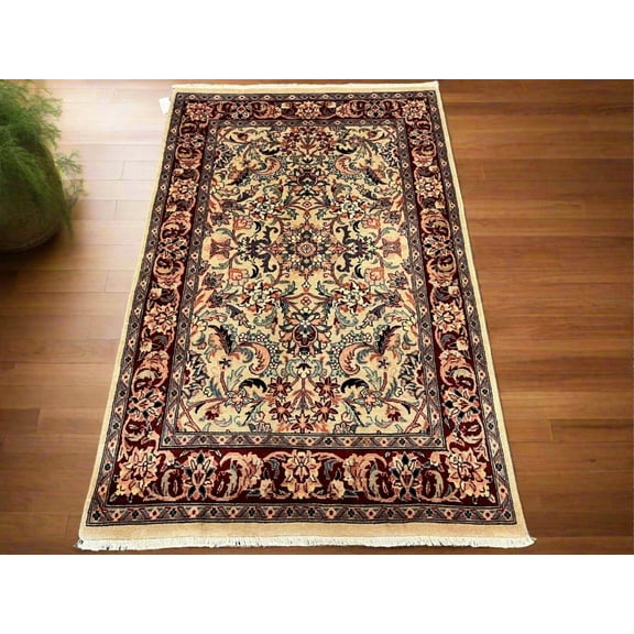 4X6 Floral Pakistani Handmade Wool Rug # 12437