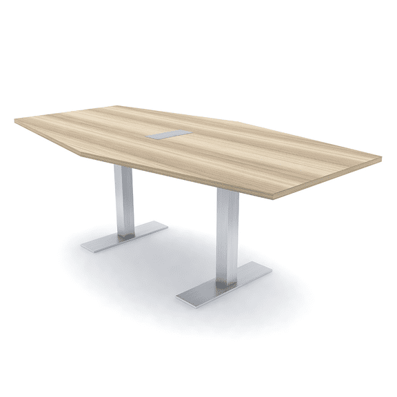 4X6 Hexagon Conference Table Metal T Bases Data And Electric Module