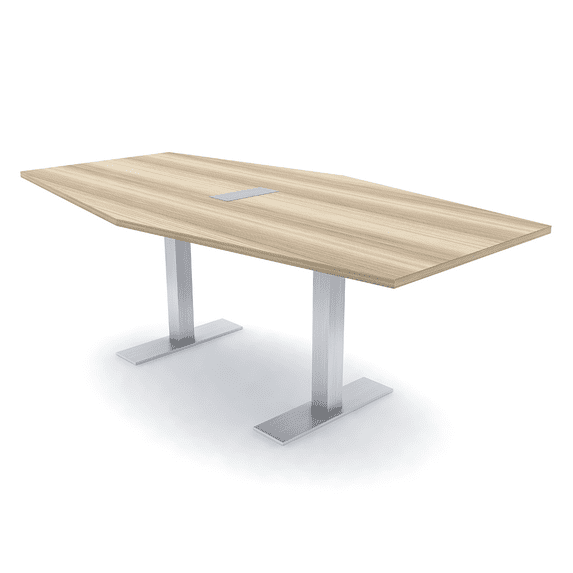 4X6 Hexagon Conference Table Metal T Bases Data And Electric Module
