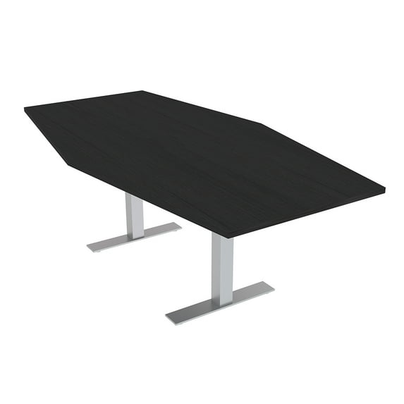 4X6 Hexagon Conference Table Metal T Bases Data And Electric Module