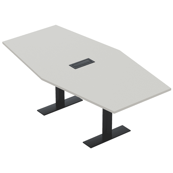 4X6 Hexagon Conference Table Metal T Bases Data And Electric Module