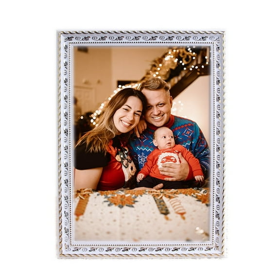 4X6 Inch Wood Designs Wall Decor Table Top & Wall Mount Photo Frame Vertical & Horizontal Rustic Home Décor-White