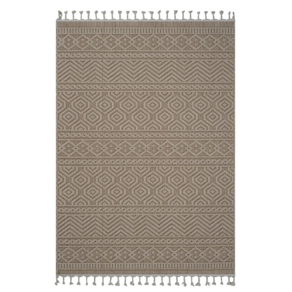 4X6 Mocha /Geometric Indoor/Outdoor Area Rug
