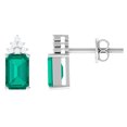 thumbnail image 1 of 4X6 mm Octagon Cut Solitaire Stud Earrings for Women (1.50 CT, AAA Quality, Rosec Jewels), 14K White Gold, 1 of 8