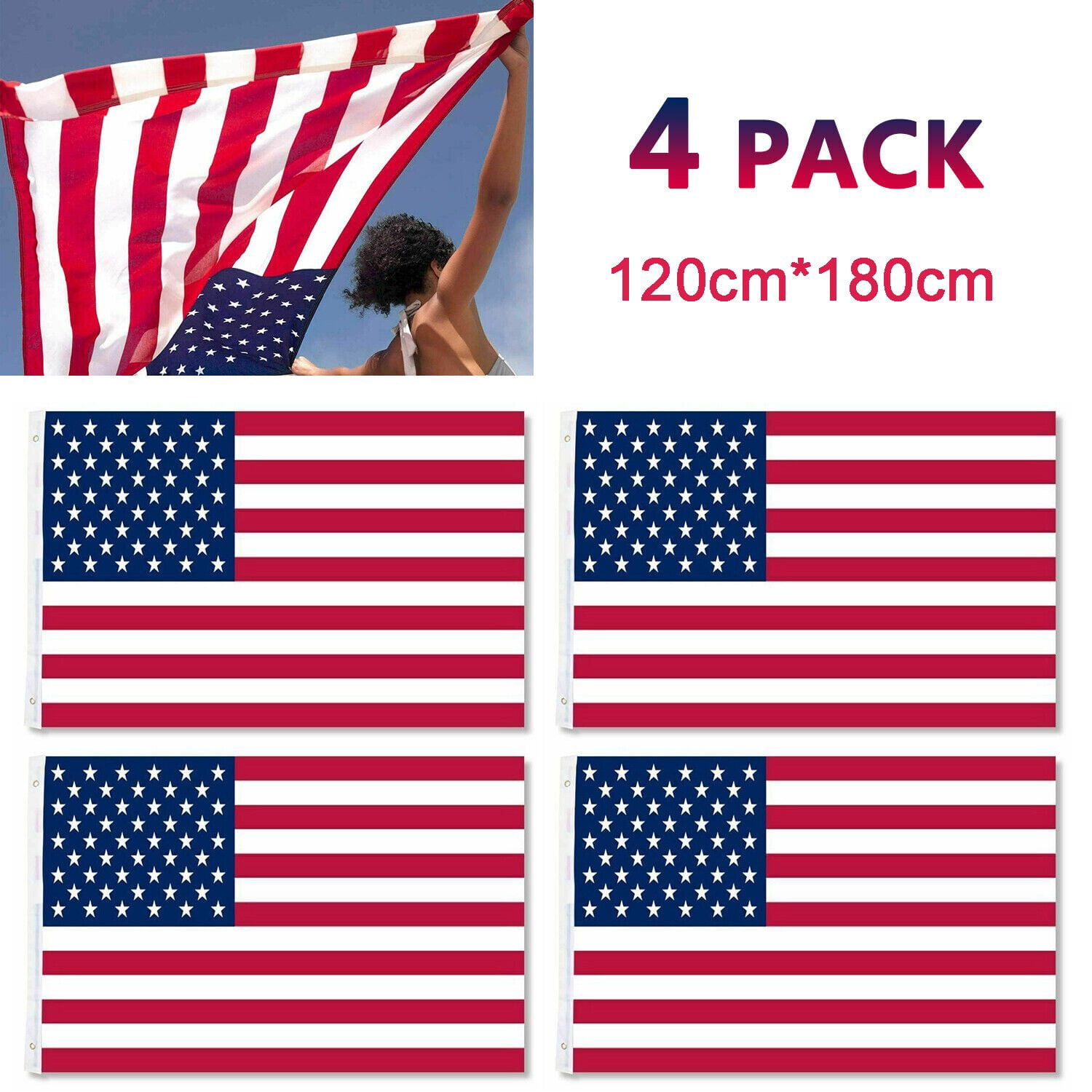 4X6FT 120*180cm USA US U.S. American Flag Polyester Stars Brass Grommet US Flag