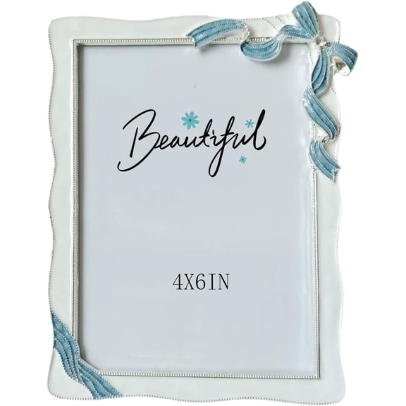 4X6in Modern Minimalist Picture Frames, Luxury Unique Ornate, Picture Frame for Love Letters, Bow Photo Frame of HD Glass for Tabletop/Wall Display ,Perfect Gift Choice