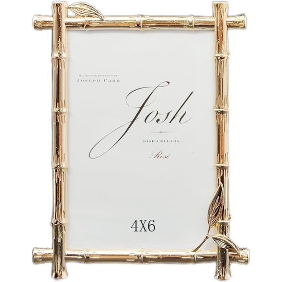 4X6in Modern Minimalist Picture Frames, Luxury Unique Ornate, Picture Frame for Love Letters,Ornate Metal Bamboo Photo Frame of HD Glass for Tabletop/Wall Display ,Perfect Gift Choice