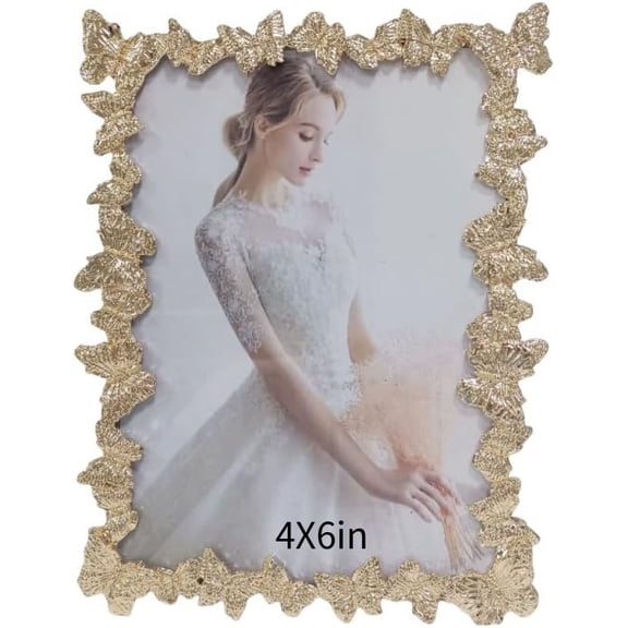 4X6inch Modern Simple Butterfly Metal Photo Frame,for Vertical and Horizontal Display on Tabletops,Home Decor,Perfect Gift Choice (Gold)