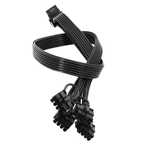 4XCPU 8Pin To 16Pin Male Video Card Extension Cable PCI-E 5.0 12VHPWR RTX4080 RTX4090 Graphics Card Adapter Cable Black