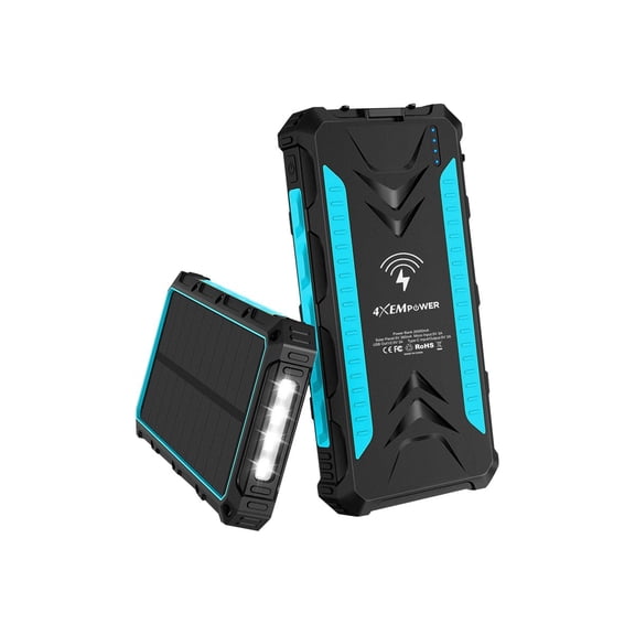 4XEM 20,000 maH Mobile Solar Power Bank and Charger (Blue)