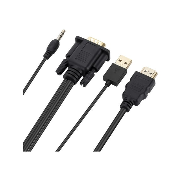 4XEM 3ft 1M HDMI To VGA Cable With Active Adapter W/ 3.5Mm Audio