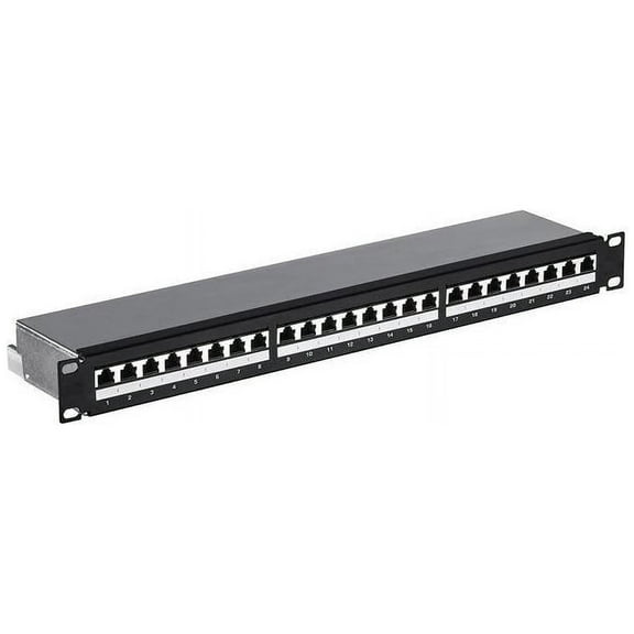 4XEM 4XEM's CAT6A 24-Port Patch Panel - 24 Port(s) - 24 x RJ-45 - 1U High - Black - 19" Wide - Rack-mountable