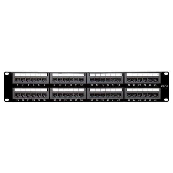 4XEM 4XRMC6PP48 4XEM 48 Port CAT6 Rackmount Patch Panel - Black - 48 x RJ-45 Port(s)