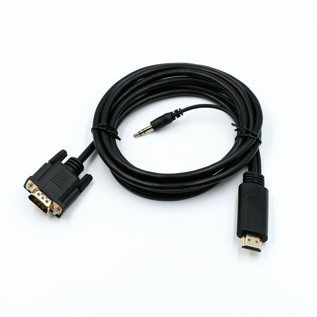 4XEM 6FT HDMI to VGA Adapter Cable With 3.5mm Audio Cable, Black