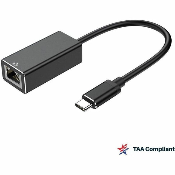 4XEM USB-C to 1 Gbps RJ-45 Ethernet Adapter - TAA - USB 3.2 (Gen 1) Type C - 1 Gbit/s Data Transfer Rate - Realtek RTS5411 - 1 Port(s) - 1 - Twisted Pair - 10/100/1000Base-T - Portable - Black - TA...