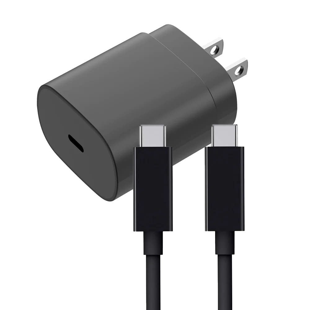 4XEM USB-C Charger and USB-C/USB-C Cable Kit for Smartphones and USB-C Compatible Devices, 6' Cord, New, Black