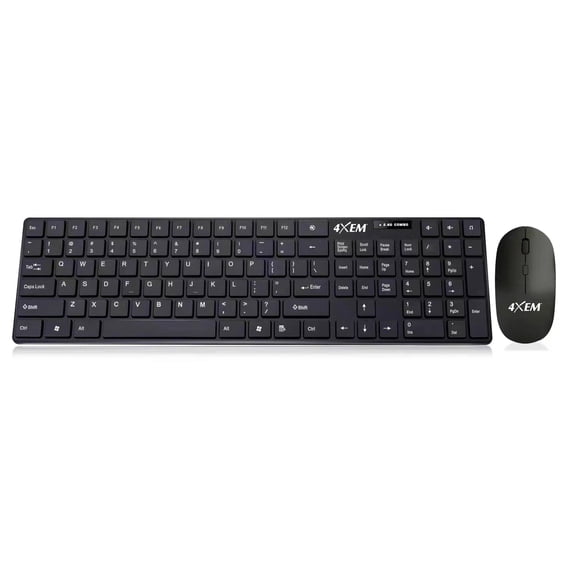4XEM Wireless Mouse and Keyboard Combo, Black