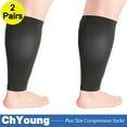 thumbnail image 1 of 4XL(2Pack) Wide Calf Compression Sleeve Women Men Plus Size Leg Compression Sleeves Graduated Support for Circulation Recovery, Shin Splints Leg Pain Relief Support, Swelling, Travel, Black,ChYoung, 1 of 15