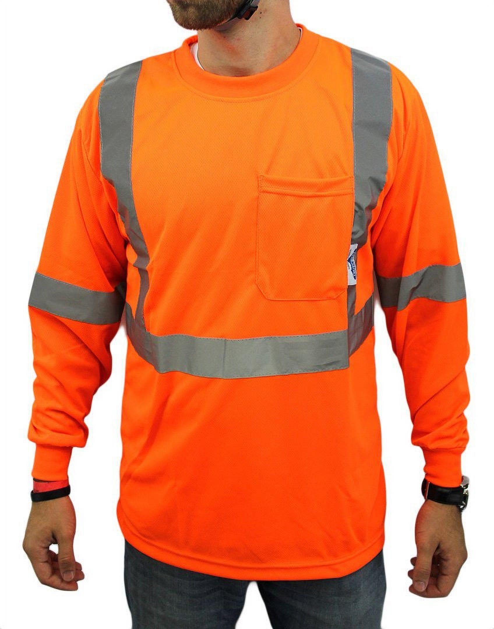 TRUECREST 4XL / Class 2 Max-dry Moisture Wicking Mesh Long Sleeve Safety T-shirt, Neon Orange
