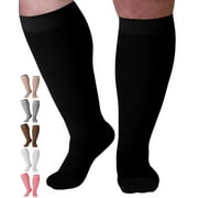 MOJO COMPRESSION SOCKS Extra Wide Compression Socks for Women and Men 20-30mmHg - Black, 4X-Large