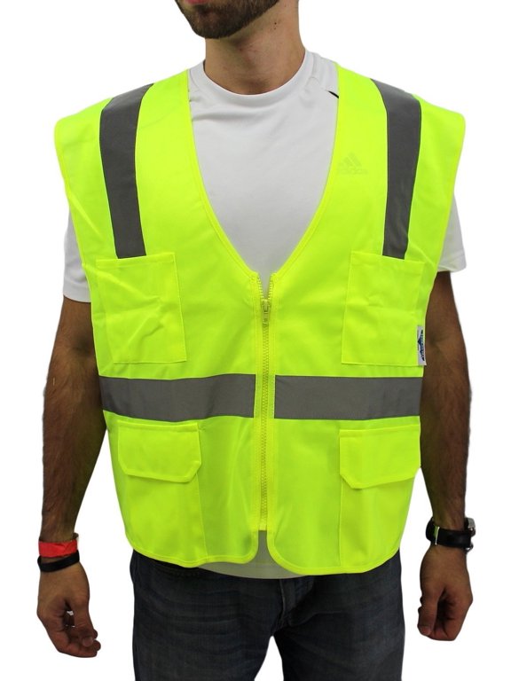 4XL Lime Safety Vest/ 4 Pockets ANSI/ISEA 107-2015 Class 2