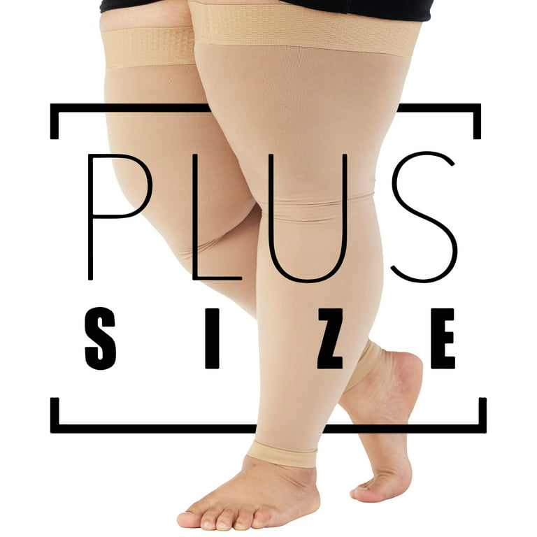 4XL Plus Size Compression Stockings for Women and Men 20-30mmHg - Thigh Hi  Extra Wide Calf Footless Opaque Compression Sleeve for Lymphedema, Pain  Relief, Sclerotherapy - Beige, 4X-Large 