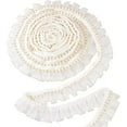 thumbnail image 1 of 4Yards Ruffle Trim Ribbon White Pearl Lace Trim with Gold Edge Organza Ruffles Lace Ribbon Pleated Tulle Fabric Trim, 1 of 9