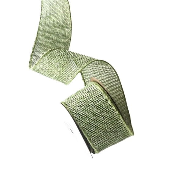 4cm*5 Yard Burlap Wired Edge Ribbon(green) for Wreaths Bow Crafts Gift Wrapping Halloween Christmas Tree Decoration Home Decor