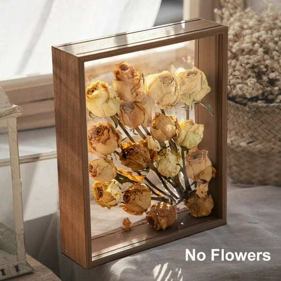 4cm Deep Transparent Shadow Box Frames Bouquet Display Flower Case Deep for Crafts 3D Picture Memorabilia Memory Wooden Tabletop