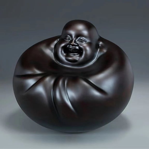 4cm Ebony Wood Carved Buddha Figurine Feng Shui Desktop Statue Small Altar Decor for Home Office Car Dashboard Gift