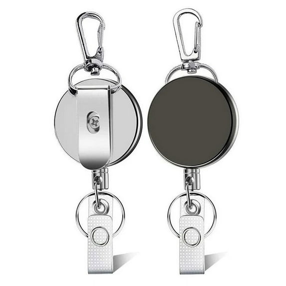 4cm Electroplating Badge Reel with Keychain for ID Name Badges Staff Work Pass Card Clip Retractable Lanyard Badge Holder Clip