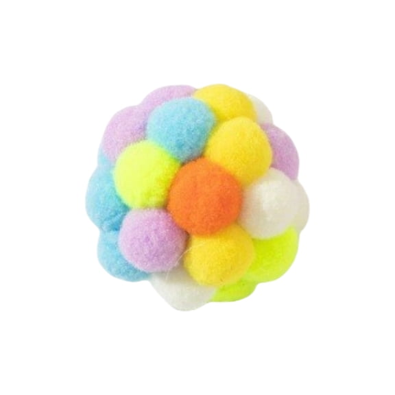 4cm In Diameter Colorful Furry Teaser Ball, Handmade Interactive Ball, Pet Toy For Boredom Relief
