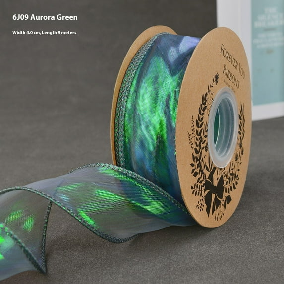 4cm Wide Colorful Green silk ribbon for Crafts Floral Bouquets, Wedding Car, Party Decorations ,Valentine's Day, Gift Wrapping Bow ,Making Tree Wreaths Decoration,Gift Wrap Ribbons
