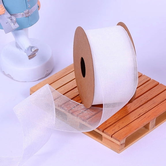 4cm white Sheer Organza Ribbon, 10 Yards Shimmer Chiffon Ribbon for Gift Wrapping Home Decor ,DIY Crafts Bows Making Wreath,Gift Wrap Ribbons