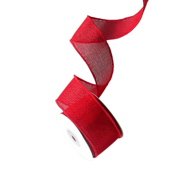 4cm x 5 Yards Burlap Fabric Ribbon, red imitation hemp Ribbon Wired, for Spring Easter Crafts, Gift Wrapping, Outdoor Decoration, Wreath