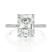 WAHZAUS 4ct 18K Gold Radiant Cut Moissanite Engagement Rings for Women D Color VVS1 Moissanite Rings Jewelry S925 Sterling Silver Women Diamond Rings with Certificate