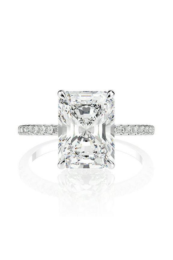 4ct 18K Gold Radiant Cut Moissanite Engagement Rings for Women D Color VVS1 Moissanite Rings Jewelry S925 Sterling Silver Women Diamond Rings with Certificate