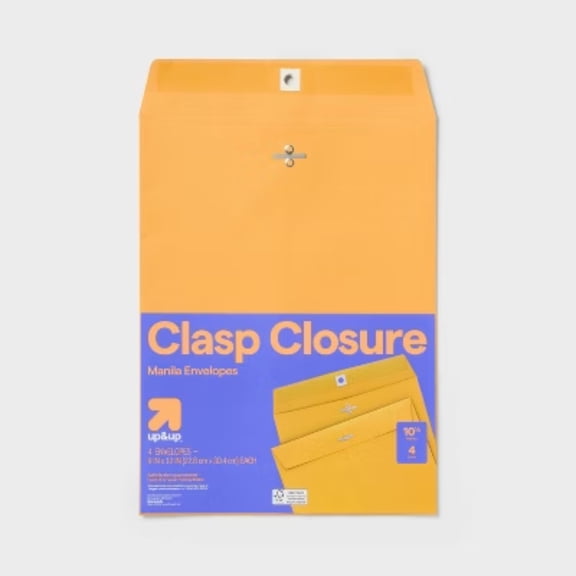 4ct 9" x 12" Clasp Closure Manila Envelopes : Large Mailing Envelopes, Beige, Paper, Stationery, 4 Pack