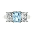 thumbnail image 1 of 4ct Emerald Cut Blue Crystal 18k White Gold Engraving Statement Bridal Wedding Three-Stone Designer Ring Size 11, 1 of 5