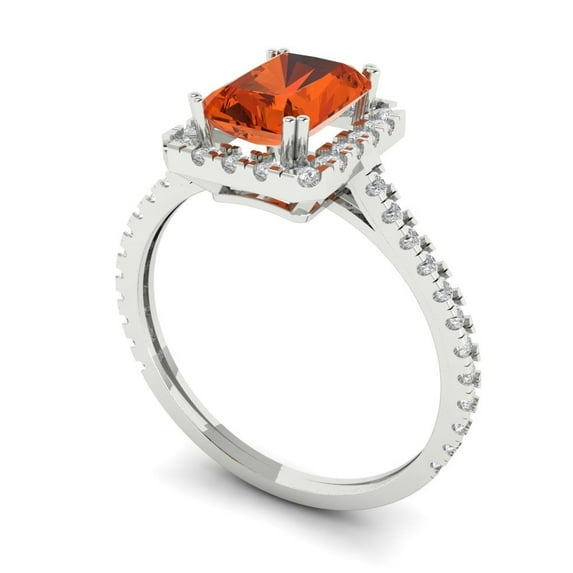 4ct Emerald Cut Blue Natural Swiss Blue Topaz 18k White Gold Engraving Statement Bridal Wedding Three-Stone Designer Ring Size 8.5