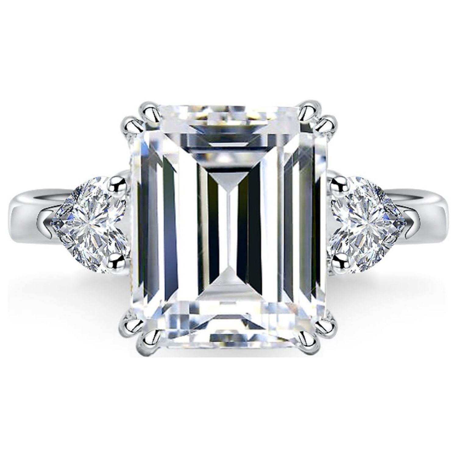 4ct Emerald Cut Moissanite Engagement Rings for Women Wedding Rings D Color VVS1 Sterling Silver Diamond Rings Moissanite Anniversary Promise Rings for Women with Certificate