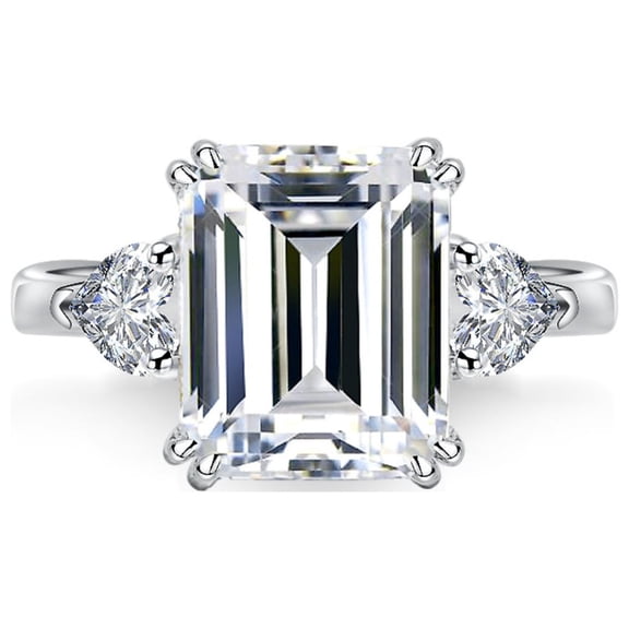 4ct Emerald Cut Moissanite Engagement Rings for Women Wedding Rings D Color VVS1 Sterling Silver Diamond Rings Moissanite Anniversary Promise Rings for Women with Certificate